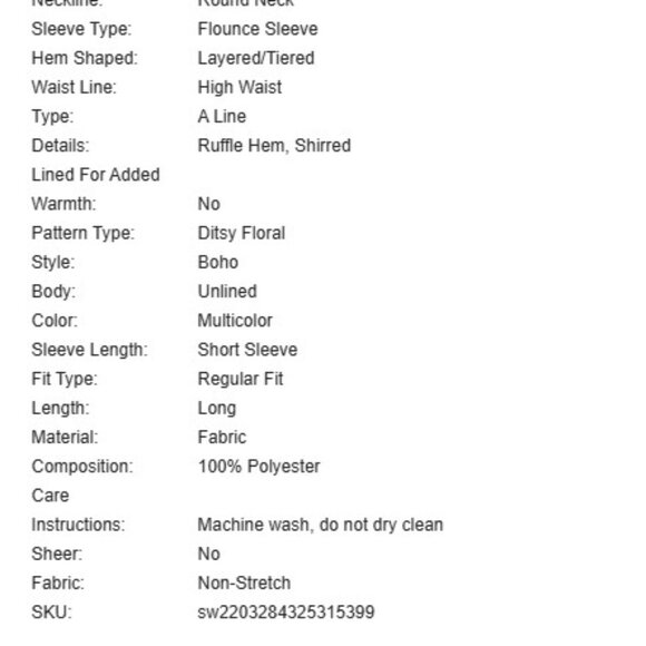 NEW! Breezaya Ditsy Floral Print Shirred Waist Ruffle Hem Dress - Size XXL - Picture 5 of 5